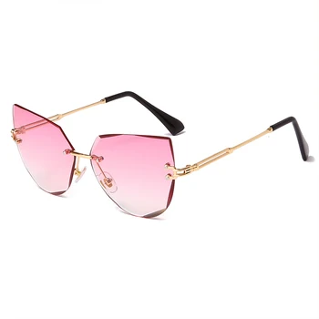 Noua Moda fără ramă Ochi de Pisica ochelari de Soare de Designer de Brand Femei de Metal ochelari de Soare de Lux Lady UV400 Shades Ochelari de Oculos de sol