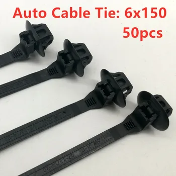 Auto Cablu Cravată Folie de Cablu Fix de Fixare Clipuri Masina Cablu de Fixare Fermoar Curea pentru Toate masinile 6*150mm 50pcs