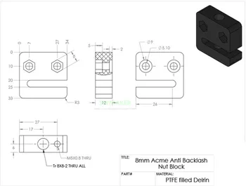 2 buc imprimantă 3D Openbuilds OX CNC TR8*8(P2) Delrin Piuliță anti-backlash piuliță Anti-Backlash Piulița Blocului de 8mm Metrice Acme Duce Șurub