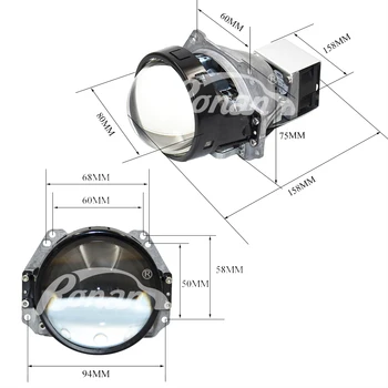 Ronan 3.0 inch HD led bi proiector lentilă ventilatorului de răcire 32w 6000k 3200lm pentru masina de upgrade faruri retrofit
