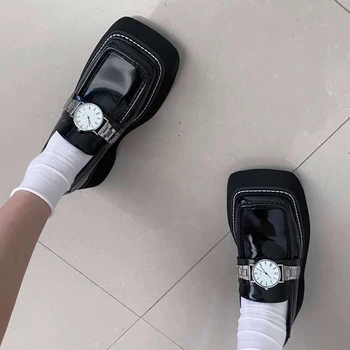 2021 Nou Stil Britanic Retro Pantofi Din Piele Pentru Femei Japoneze Platforma Mocasini Pantofi De Primăvară Designer De Ceas Decor Indesata Pantof