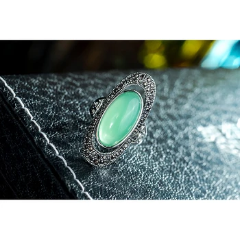 Ajojewel Vintage Bijuterii Opal Verde Cocktail Ring Stras Negru Inele Pentru Femei Se Amestecă Cu Ridicata