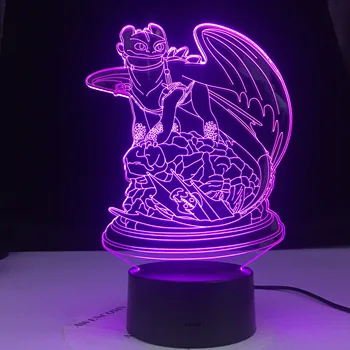 Cum sa iti dresezi Dragonul 2 Lampă de Dragon Toothless Lampa Iluzie Touch 3d Masă Lampă de Veghe cu Lumină Fury a Condus Lumina de Noapte