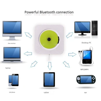 CD Player Montat pe Perete USB Bluetooth FM Radio MP3 cu Telecomanda Built-in difuzoare HiFi(Plug SUA)