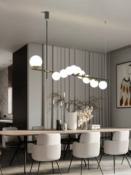 G9 Moderne Nordic LED Simplu Candelabru Sala de Mese Minge de Sticlă Lung Agățat de Lumină Bar, Restaurant Office Home Deco Lampă de Pandantiv