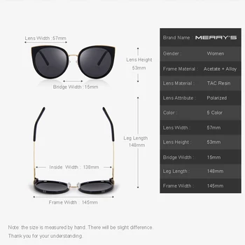 MERRYS Femei Clasic de Brand Designer de Ochi de Pisica Polarizat ochelari de Soare ochelari de Soare Moda S6018