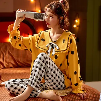 Pijama Seturi pentru Femei Nou Maneca Lunga Modă Plus Dimensiune 3XL Minunat Kawaii Drăguț de Agrement Homewear Casual Îmbrăcăminte Femei îmbrăcăminte de noapte
