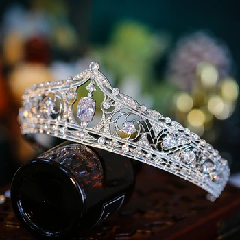 Baroc, Vintage Cristal Royal Regina King Diademe și Coroane CZ Stras Concurs de Bal Diademă Ornamente de Păr de Păr de Nunta Bijuterii