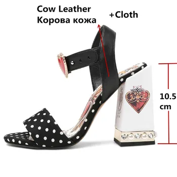 FEDONAS Moda Vintage Etnice Rotund Toe Tocuri foarte inalte, Femei Sandale de Vară 2021 Noi din Piele Punct de Val Pantofi de Imprimare