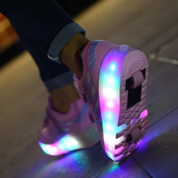 2019 Toamna anului Nou Stralucitoare Adidasi cu Roti pentru Baieti Pantofi cu Roți și Lumini Led-uri Fete Pantofi cu Role Pantofi