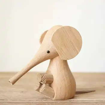 Nordic Artizanat Din Lemn Design Decor Lemn Lemn De Export Trompă De Elefant Păpuși Mici Jucării Din Lemn Cadou