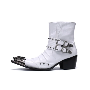 VIVODSICCO de Moda din Piele Nituri Bărbați Cizme Glezna Rochie Formale Pantofi Deget a Subliniat Degetele de la picioare de Metal Chelsea Cizme Cizme de Cowboy