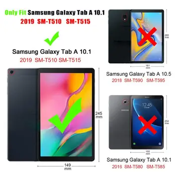 Caz pentru Samsung Galaxy Tab 10.1 2019 SM-T510 Caz pentru Samsung galaxy Tab SMT515 PU capac din piele capa pentru SMT510 T515