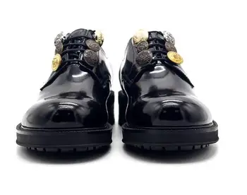 Noua Runda toe pantofi buton mare de decor lucrate manual Anglia fund gros crescut pantofi Derby din piele de sex masculin