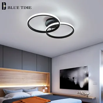 Noi Sosiri LED Lustre pentru Camera de zi Dormitor Culoar Lumini Tavan Candelabre de Iluminat Alb-Negru Cadrul Interior Lumini