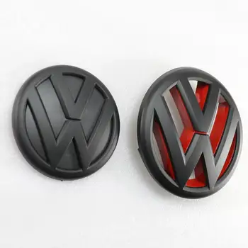 130mm Matt Black Red grila Fata Logo + 100mm Negru Mat Spate Capac Portbagaj Emblema, Insigna Logo-ul Auto pentru Volkswagen Jetta MK6 2011-
