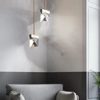 Nordic minimalist diamant condus candelabru de cristal de lux lumina creative restaurant dormitor noptieră decor agățat lămpi
