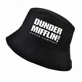 Compania panama Bărbați găleată pălărie Birou Show TV Dunder Mifflin Hârtie de imprimare Femei pescar capac Moda bob în aer liber, pescuit pălărie