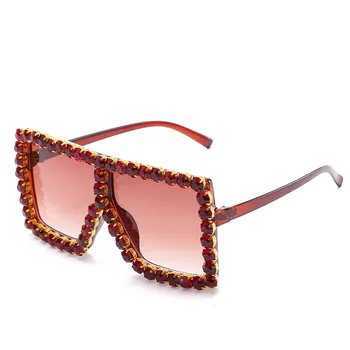 2020 Cristal de Diamant Supradimensionat ochelari de Soare Pentru Femei de Moda de Lux Bomboane Nuante UV400 Ochelari de Brand Cadru Transparent