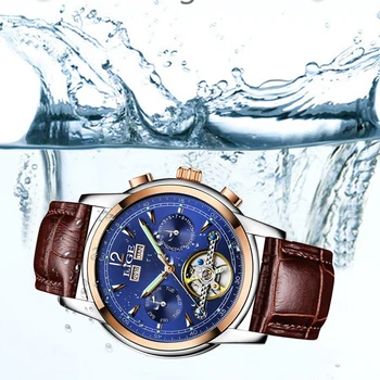 Moda Ceasuri Femei Top Brand Luxruy LIGE Ceas Automată de femei Sport Impermeabil Ceas Doamnelor Afaceri Piele Încheietura mîinii ceas