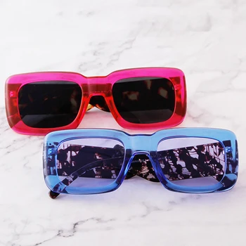 DECI&EI Retro Pătrat Colorat ochelari de Soare Femei de Moda Clar Portocaliu Albastru Bărbați Ochelari de Nuante UV400 Rose Red Leopard Ochelari de Soare