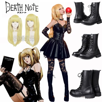 Anime Death Note Misa Amane Costume Cosplay Din Imitație De Piele Sexy, Topuri Din Dantela Neagra Rochie Uniformă Tinuta Amane Misa Costum