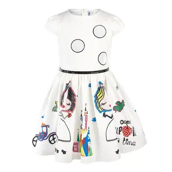 Vara Fete Dress 2020 Nou Model Drăguț desen Animat pentru Copii Rochii pentru Fete De 2 3 4 5 6 7 8 An Copii Alb Princess Party Îmbrăcăminte