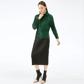TIANPEI Cutat Bluza designer estetice haine plus dimensiunea femei 2020 primavara toamna cu maneci lungi T-shirt textura Guler de Sus