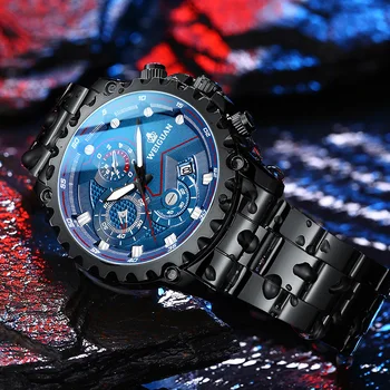 Moda pentru Bărbați Ceas de Moda de Afaceri Calendar Ceasuri de Lux Albastru Oțel Inoxidabil Curea Cuarț Ceas pentru Bărbați Relogio Masculino