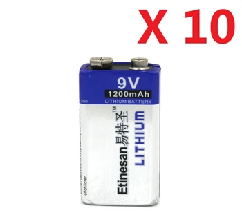 Puternic 10buc/lot 1200mAh Etinesan 9v Li Baterii 9V baterie Li-ion de Litiu Baterie Ultra Viață Lungă de UTILIZARE pentru Alarme de Fum
