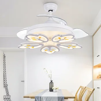 Invizibil ventilator lampa modern, simplu, sufragerie, camera de zi dormitor LED dimming de uz casnic live fan Nordic Candelabru