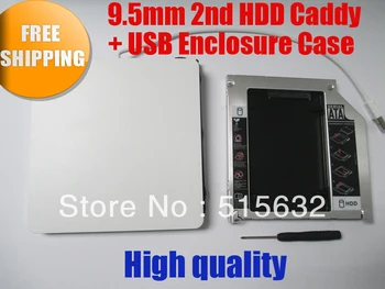 9.5 mm 2 HDD Caddy pentru Macbook Pro Unibody + USB Cabina de Caz pentru Superdrive ALB-transport gratuit
