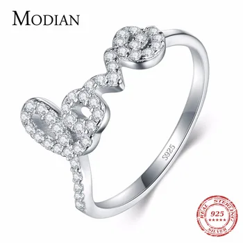 Modian 2019 Nou Argint 925 Pentru Totdeauna Dragostea Inele Zircon Cristal Deget Pentru Femei Aniversare De Bijuterii Cadou