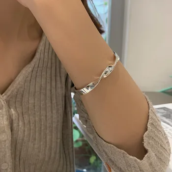S925 Argint Brățară Pentru Femei Coreea Retro Neregulate Linie Spirală Brățară Bijuterii En-Gros