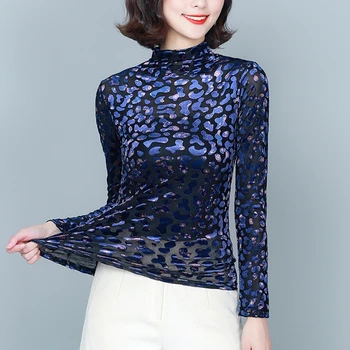 Plus Dimensiune Femei Coreene Catifea, Bluze 2020 Moda Cu Maneci Lungi Imprimate De Birou Doamnelor Topuri Haine De Iarnă Elegant De Bază Bluza
