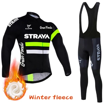 Iarna Thermal Fleece STRAVA Ciclism Jersey Set Mens Lungă Maneca MTB Biciclete Îmbrăcăminte de Biciclete de Munte de Haine Sport Poarte Costum