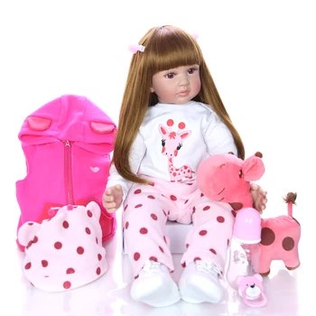 KEIUMI Noi 24 Inch Păpuși Reborn Silicon Moale Baby Princess Papusa Jucărie Fata Playmates 60 cm DIY Boneca Pentru Surpriza de Ziua