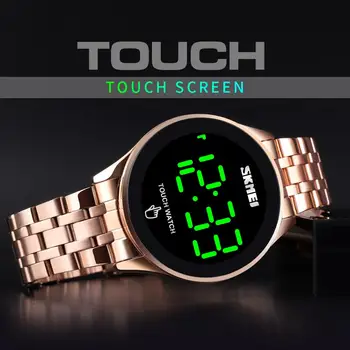 SKMEI Moda Ecran Tactil Casual Digital Bărbați Ceasuri LED Display de sex Masculin Ceas rezistent la apa 30M din Oțel Inoxidabil Ceas de mână Relojes H