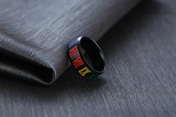 8MM Numeral Roman Curcubeu Ring pentru Bărbați Băiat de Homosexuali și Lesbiene din Oțel Inoxidabil Trupa Inele LGBT Pride Bijuterii