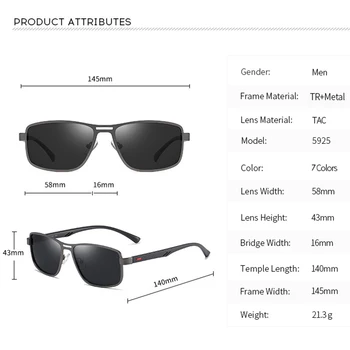NR.ONEPAUL NOU Brand de Moda Bărbați ochelari de Soare UV400 Polarizate Pătrat Cadru Metalic de sex Masculin Ochelari de Soare pescuit ochelari de Soare de Conducere