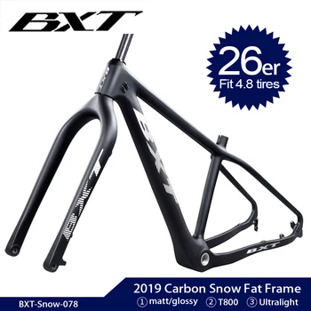 BXT Nou din Fibra de Carbon biciclete Zăpadă grăsime cadru furca 26de Carbon MTB Grăsime Cadru de Bicicletă 4.8 Grasimi Anvelope Plaja Biciclete biciclete Zăpadă Frameset