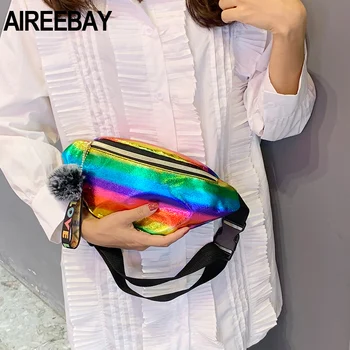 AIREEBAY Noua Moda Femei Talie Pungi cu bile Minunat pandantiv Holografic borseta Pentru Fete din Piele rezistent la apa cu Laser Pungă de Vagabond
