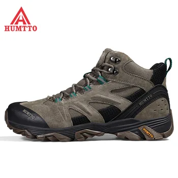 High top din piele pantofi de alpinism bărbați impermeabil si antiderapant în aer liber, drumeții pantofi rezistență la uzură și șoc absorbție