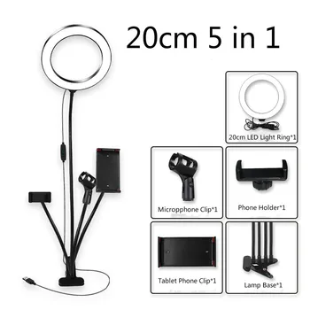 Live Stream Kit Inel de Lumina Gooseneck Cerc Lampa cu Suport pentru Microfon Smartphone Comprimat de 3 lighitng moduri pentru selfie video