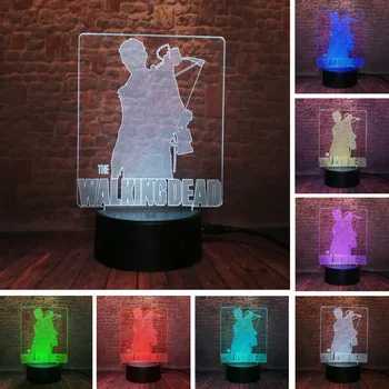 U.S.TV Drama Figura de Acțiune The Walking Dead, Rick, Daryl Dixon Cool 3D LED Lumina de Noapte 7 ColorChange Lampa Băieți Fanii Om Xmas Decor