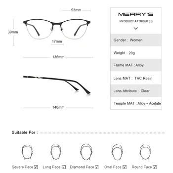 MERRYS DESIGN de Moda pentru Femei Trend Ochi de Pisica Ochelari Full Frame Doamnelor Miopie Ochelari baza de Prescriptie medicala Ochelari de vedere Optic S2108