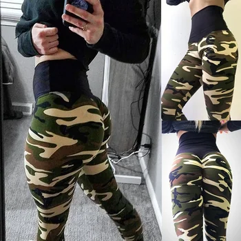 Vertvie 2019 Sexy Femei Camo Print Pantaloni Slim Fit Yoga Rulează Pantaloni De Camuflaj Militar Jambiere Pantaloni Talie Mare Sală De Sport Leggins