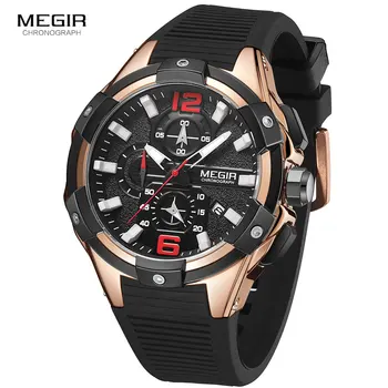 MEGIR Brand de Lux Bărbați Silicon Ceasuri Sport 2020 Armata de Moda Ceas Barbat Cronograf Cuarț Ceas de mână Relogio Masculino 2161