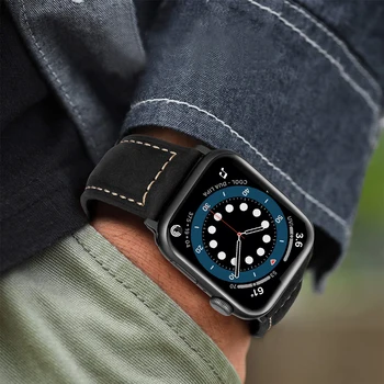 Autentice din Piele de benzi pentru apple watch se 6 serie band 5 4 44mm 40mm curea pentru iwatch 3 correa 42mm 38mm brățară Negru cataramă