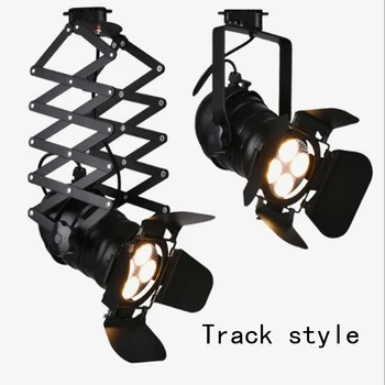 Vintage E27 Lumina Track Loft Industrial Reflectoarelor Feroviar De Lumină Negru Piesa Lampa Cu Barndoor Magazin De Haine Magazin De Corpuri De Iluminat
